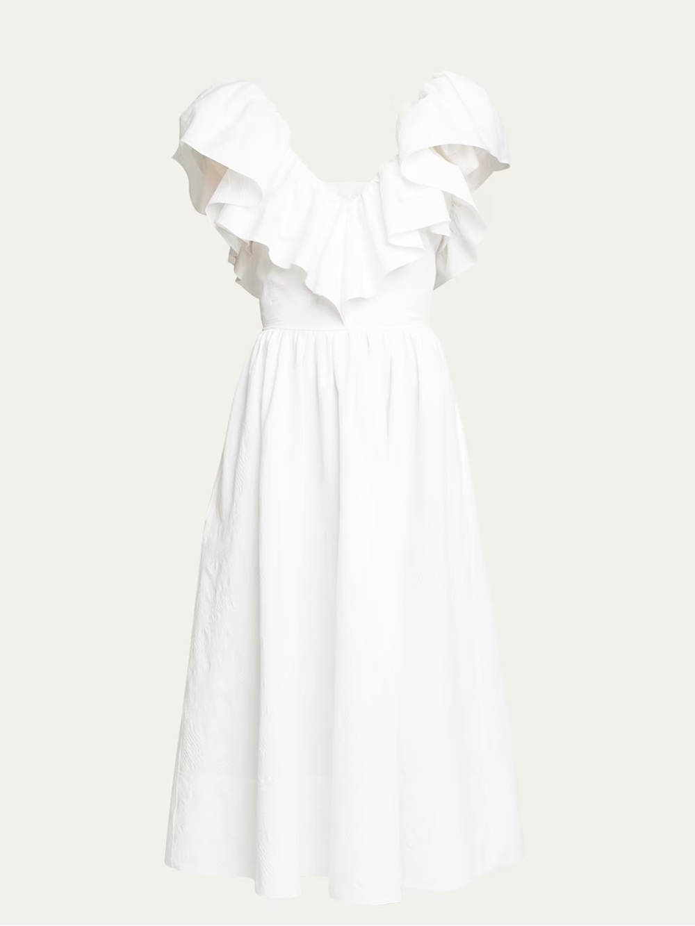 Chloe Ruffled Cotton-Jacquard Midi Dress